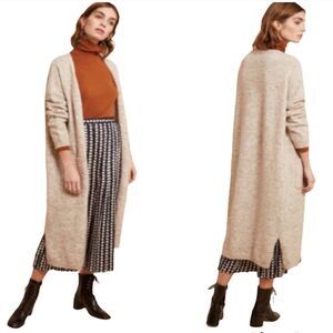 Frnch Paris Long pocketed open cardigan Mocha Mousse shacket S/M oversized NWT